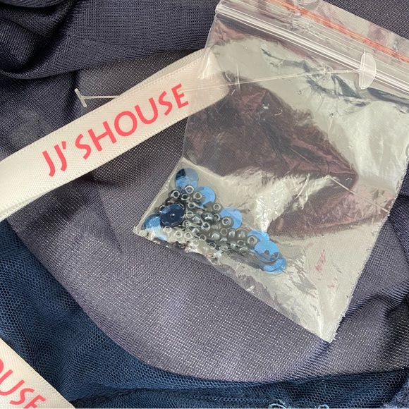 NWT Lace Embellished Beads Trumpet Mermaid Sweep Train Evening Dress Blue 4 - Picture 10 of 11